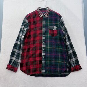 Ralph Lauren Flannel Shirt Mens L Multicolor Patchwork Plaid Pocket Button Down